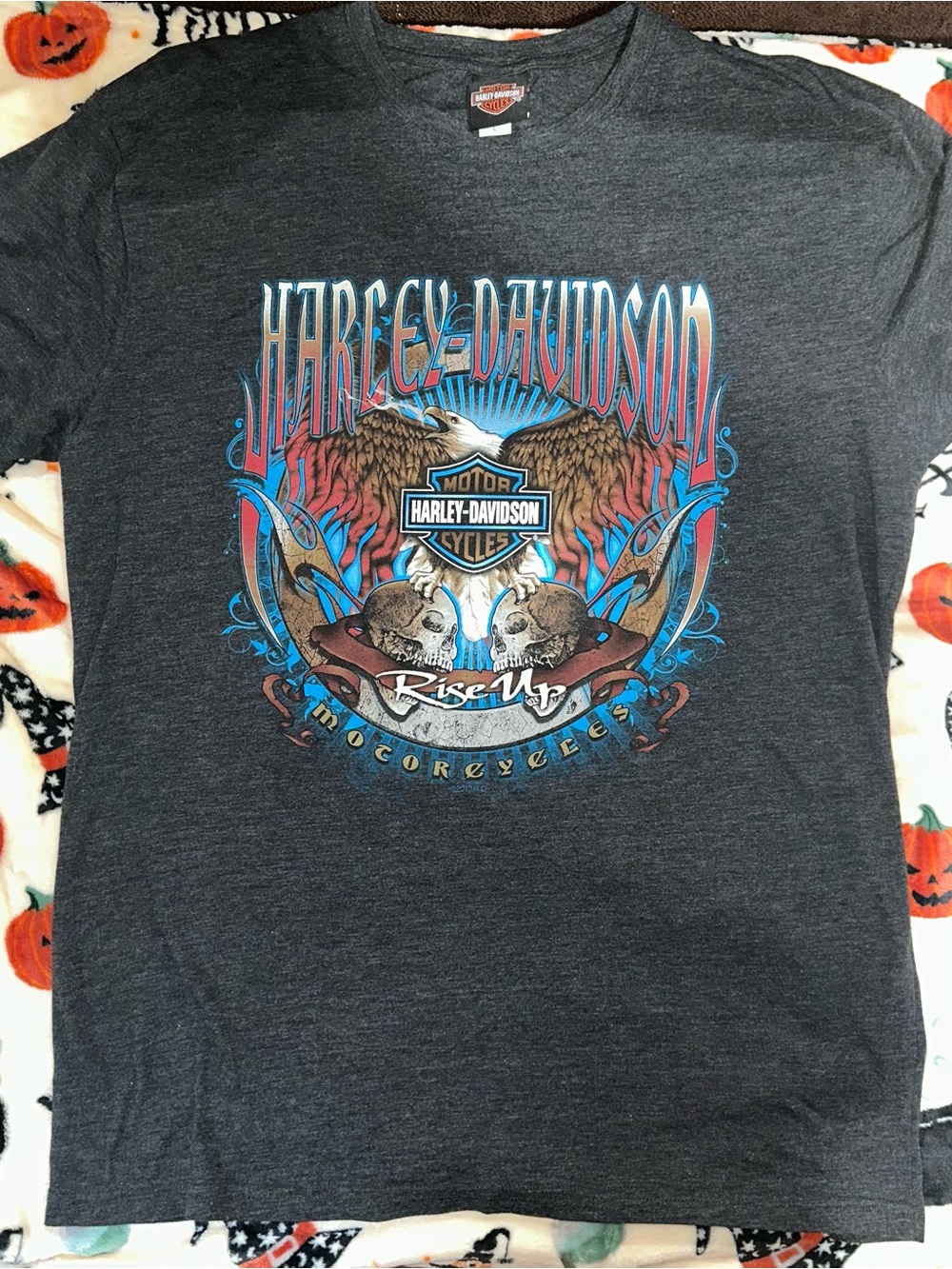 Harley‑Davidson New Castle PA Charcoal Short Sleeve Tee with Eagle Graphic